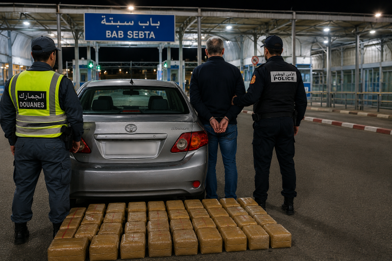 توقيف نرويجي متلبسا بتهريب 62 كيلوغراما من الحشيش عبر باب سبتة