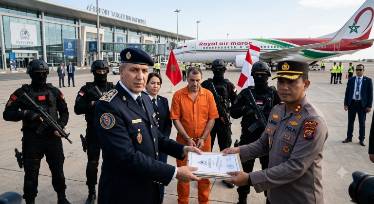 نشرة حمراء للإنتربول تنتهي بتسليم مطلوب إندونيسي من المغرب